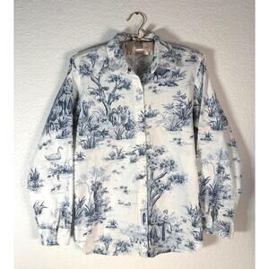 Vintage J. McLaughlin Cotton Voile Toile Button Down Long Sleeve Shirt
